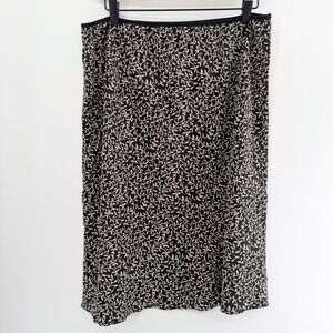 Vintage 90s California Influence Midi Skirt in Black Cream Vine Print Size XL